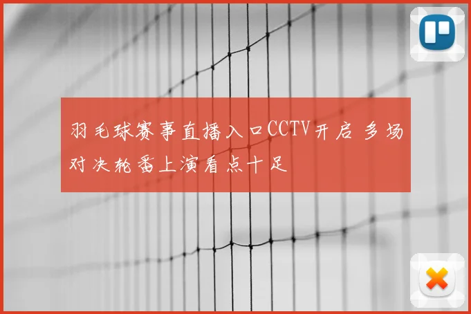 羽毛球赛事直播入口CCTV开启 多场对决轮番上演看点十足